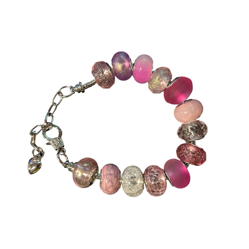 Elegant Pink and Silver Beaded Bracelet